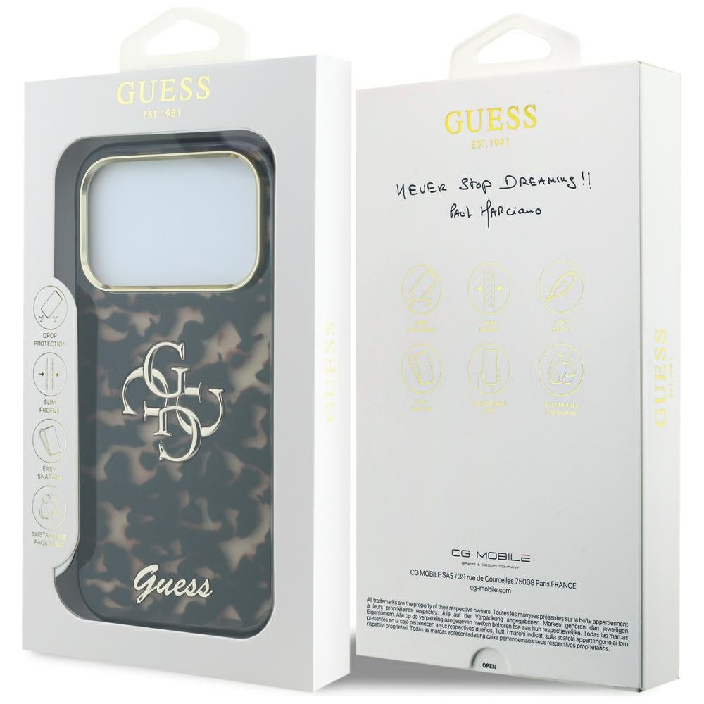 Puzdro pre Apple iPhone 18 Pro Max / 17 Pro Max, Guess, IML 4G Metal Script, Hnedé