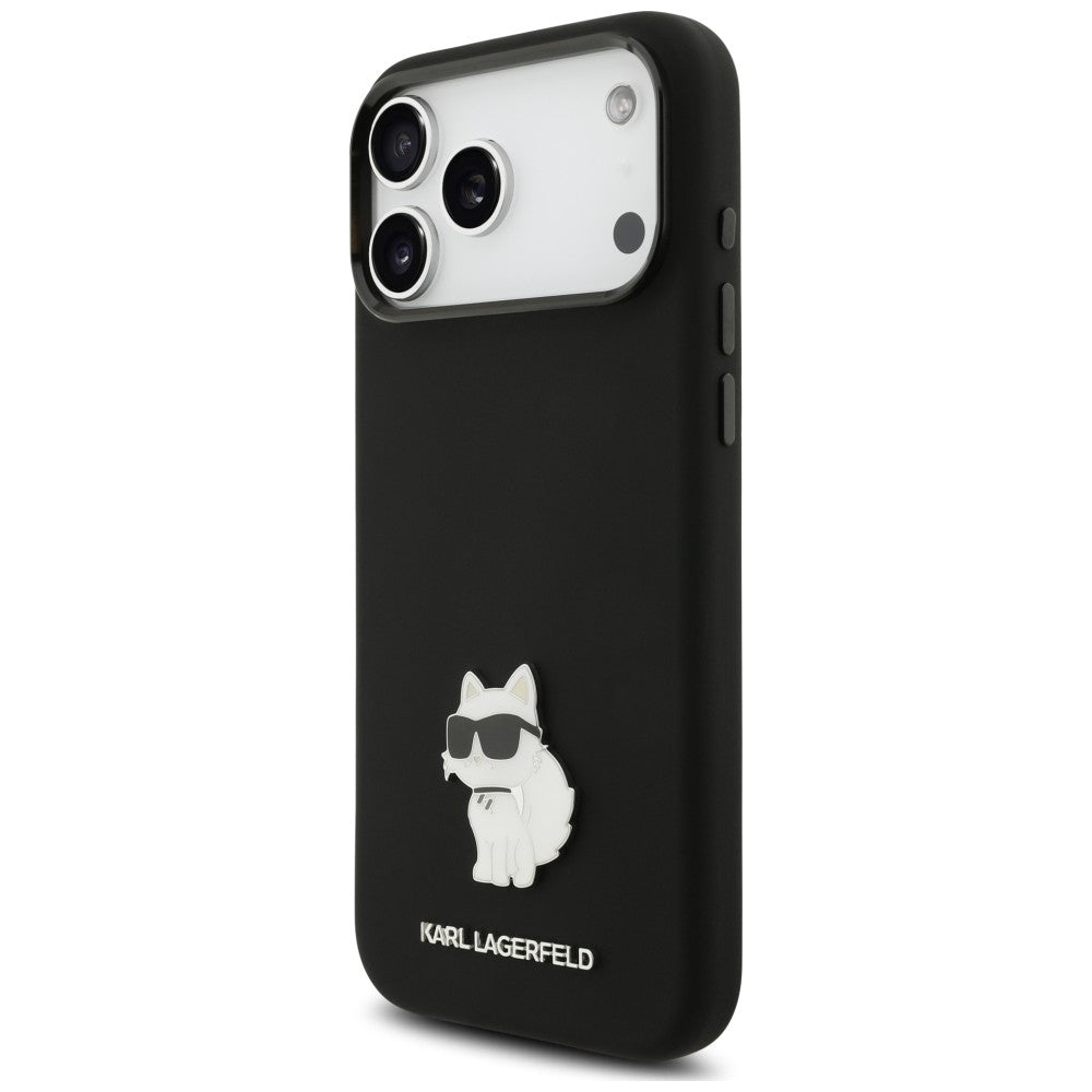 Puzdro pre Apple iPhone 18 Pro Max / 17 Pro Max, Karl Lagerfeld, Choupette Metal Pin, čierne