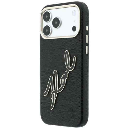 Puzdro pre Apple iPhone 18 Pro Max / 17 Pro Max, Karl Lagerfeld, hladké veľké živicové podpisové logo, čierne