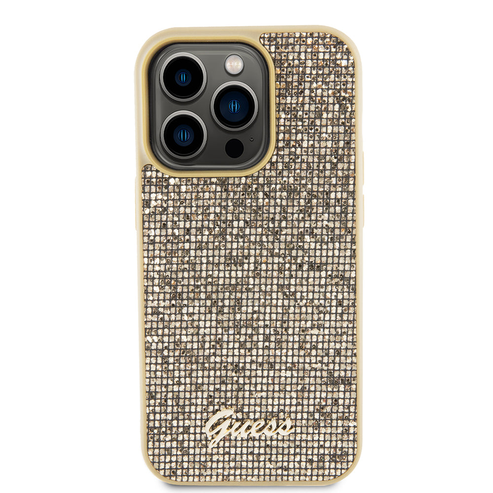 Puzdro pre Apple iPhone 15 Pro, Guess, PU Square Mirror Script Logo, Zlaté GUHCP15LPMSDGSD