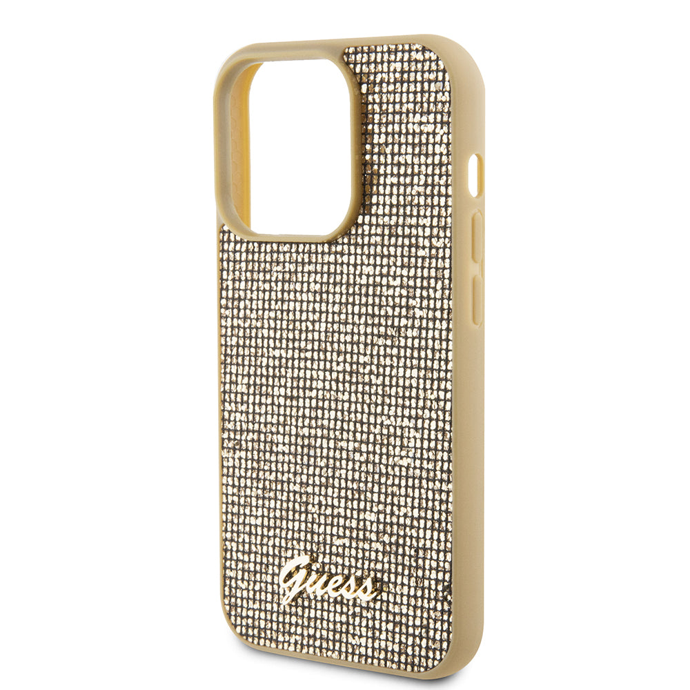 Puzdro pre Apple iPhone 15 Pro, Guess, PU Square Mirror Script Logo, Zlaté GUHCP15LPMSDGSD