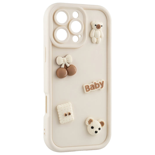 Obal na Apple iPhone 13, OEM, Ultra Trendy 3D Bear, béžový