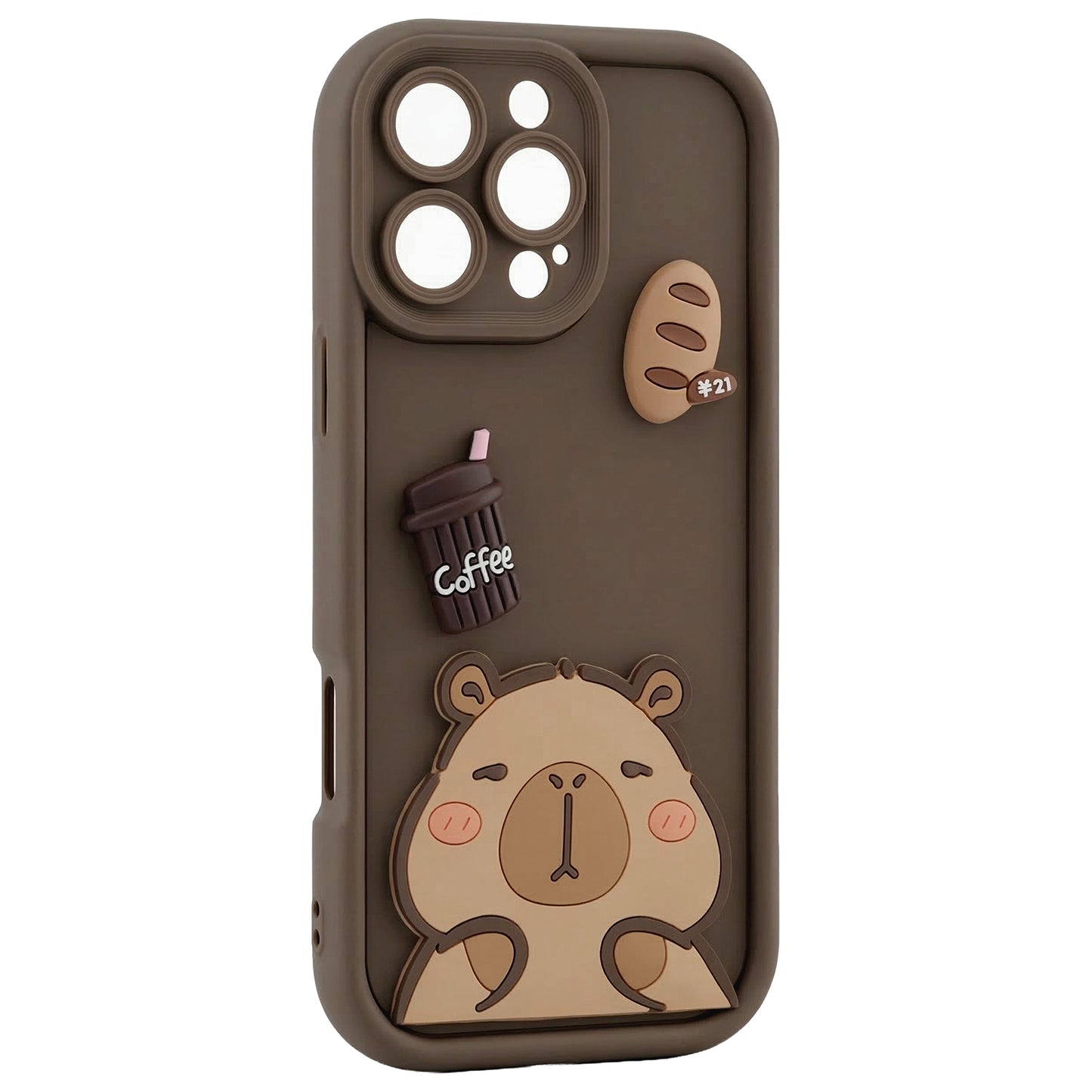 Puzdro pre Apple iPhone 16 Pro, OEM, Ultra Trendy 3D Capybara, Hnedé