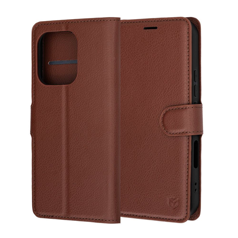 Puzdro pre Honor 600 Lite, Techsuit, Leather Folio, Hnedé