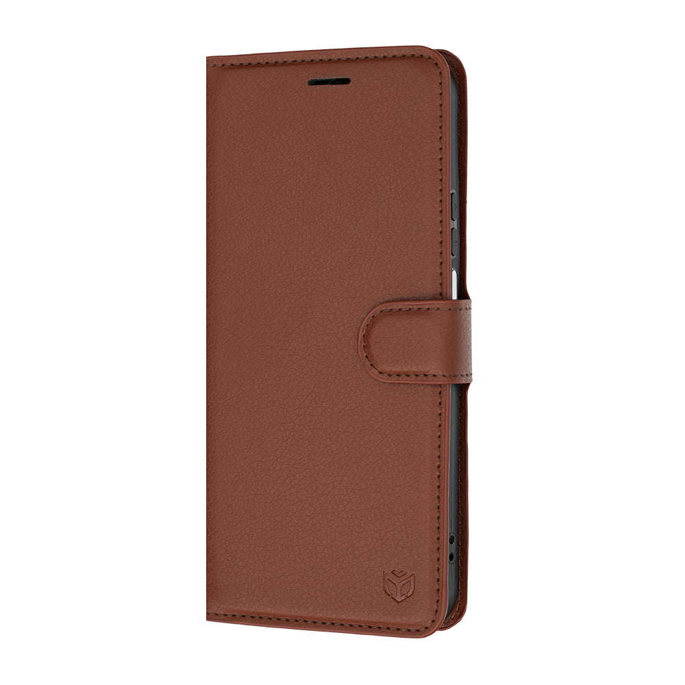 Puzdro pre Honor 600 Smart, Techsuit, kožené folio, hnedé
