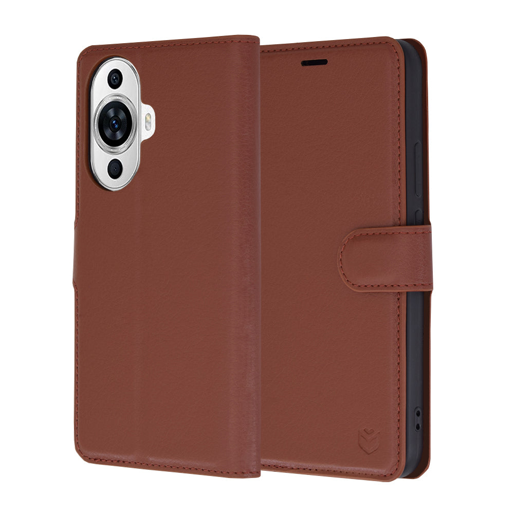 Puzdro na Huawei nova 12s / nova 11, Techsuit, kožené folio, hnedé