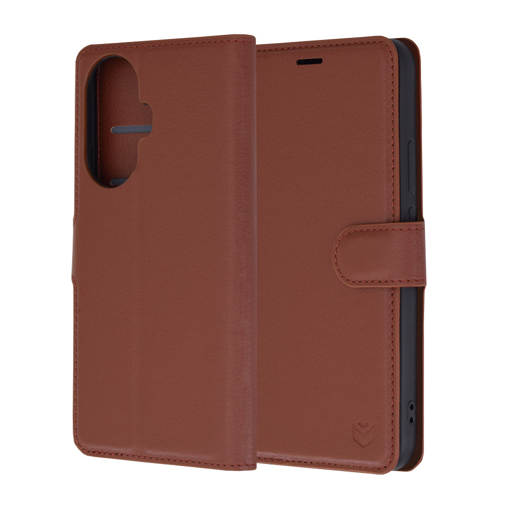 Puzdro na Huawei nova 12s / nova 11, Techsuit, kožené folio, hnedé
