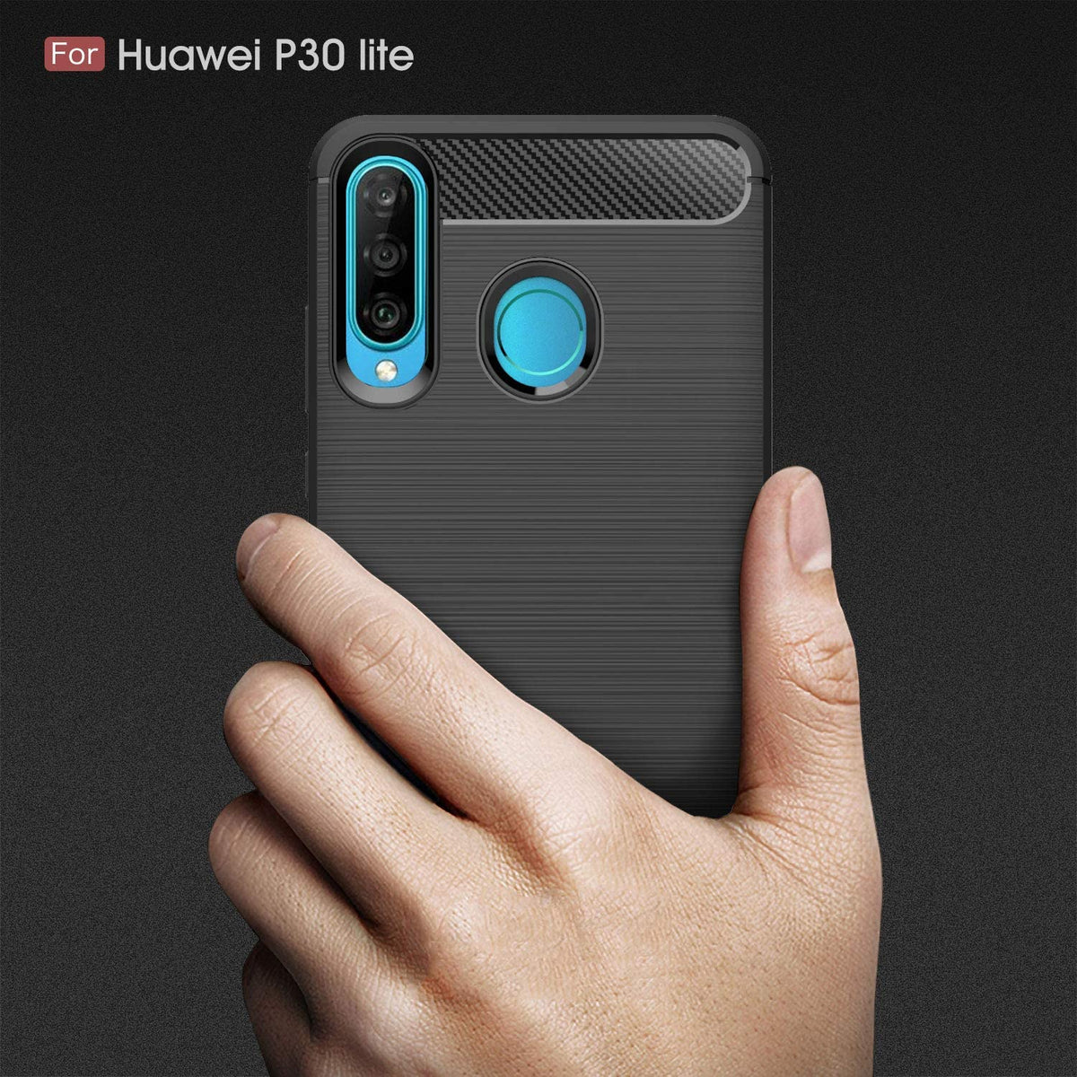 Obal na Huawei P30 lite New Edition / P30 lite, Techsuit, Karbón, Čierny
