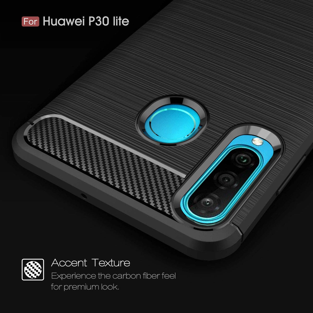 Obal na Huawei P30 lite New Edition / P30 lite, Techsuit, Karbón, Čierny