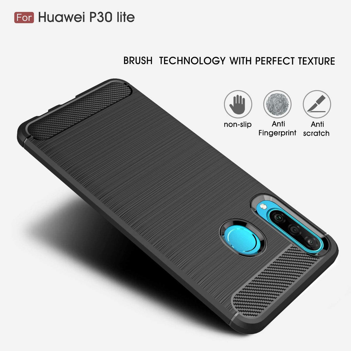 Obal na Huawei P30 lite New Edition / P30 lite, Techsuit, Karbón, Čierny