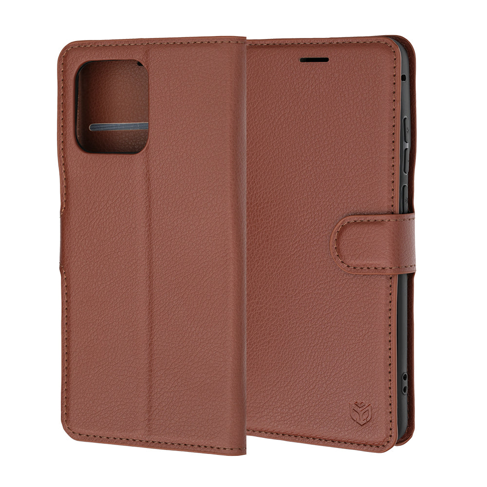 Puzdro pre Motorola Edge 70 Fusion, Techsuit, kožené folio, hnedé