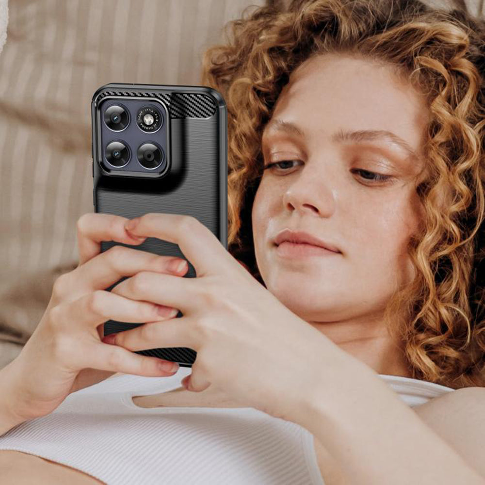 Puzdro pre Motorola Moto G77 / G67, Techsuit, Carbon, Čierne