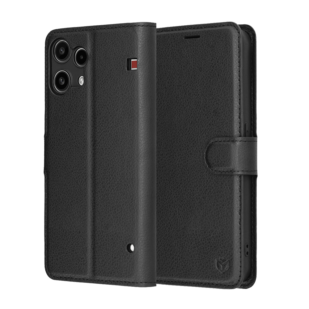 Puzdro pre Nothing Phone (3a) Lite, Techsuit, Leather Folio, Čierne