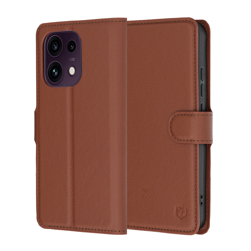 Puzdro pre Oppo Reno16 F / Reno16 FS, Techsuit, kožené folio, hnedé