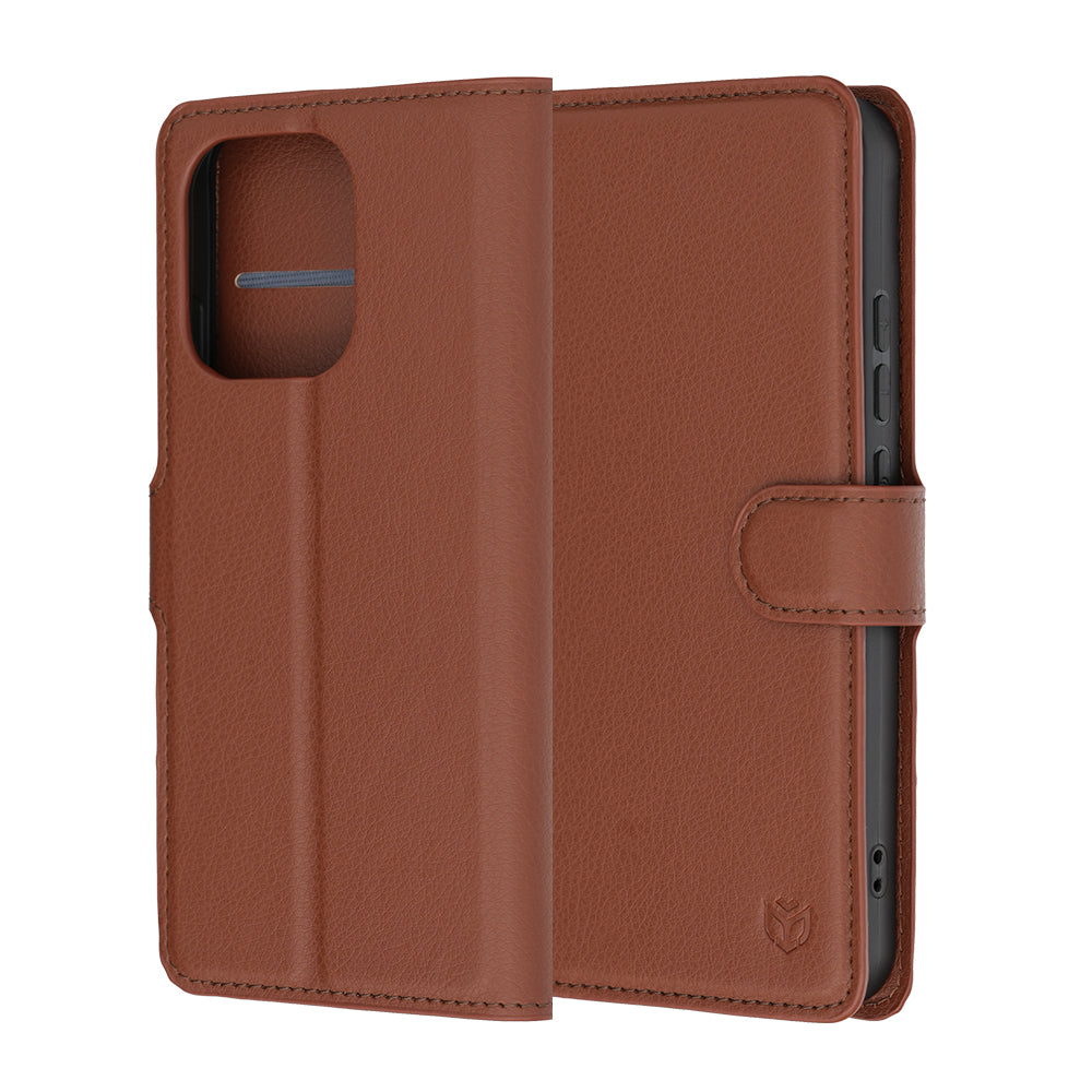 Puzdro pre Oppo Reno16 F / Reno16 FS, Techsuit, kožené folio, hnedé