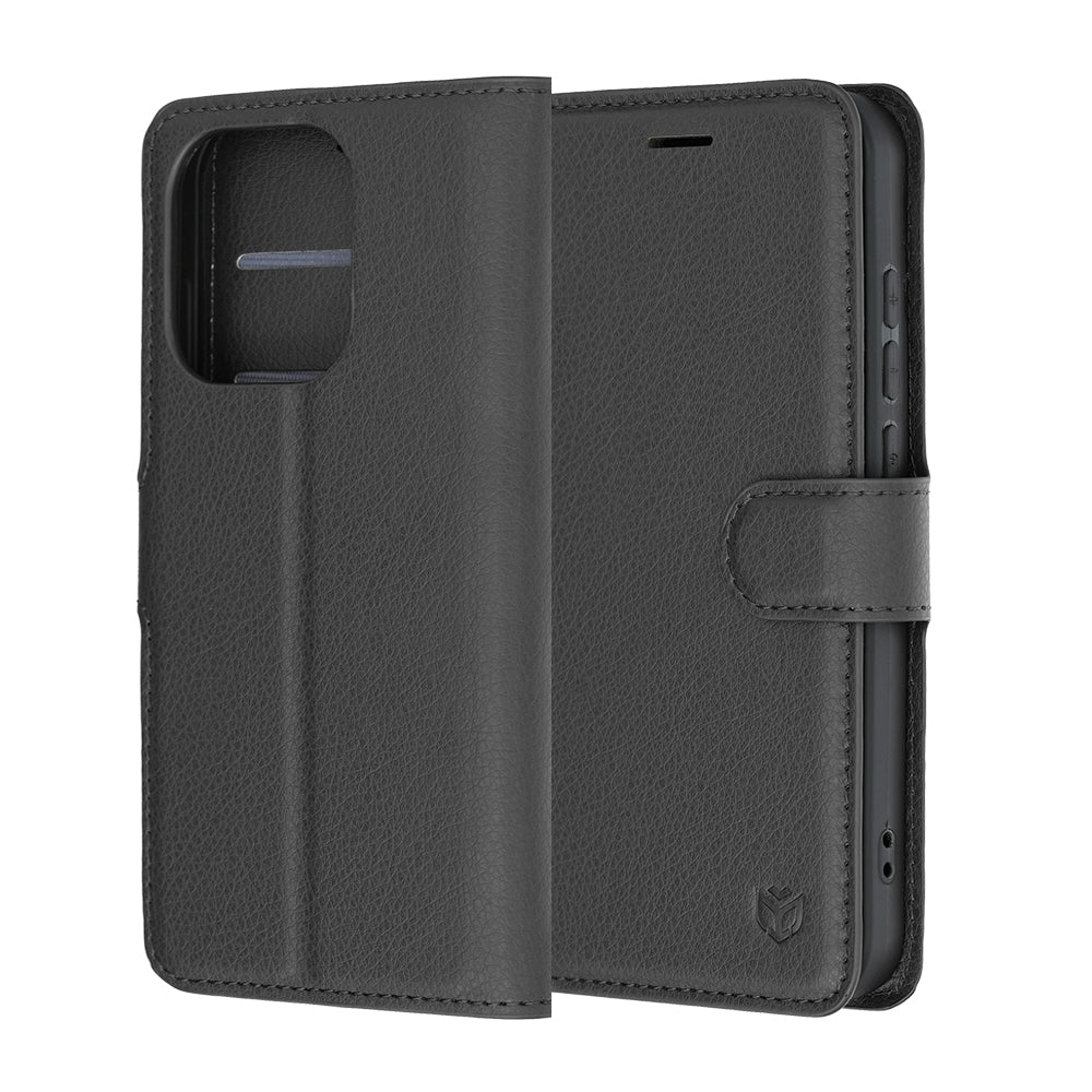Puzdro pre Oppo Reno16 / Reno16 Pro, Techsuit, kožené folio, čierne