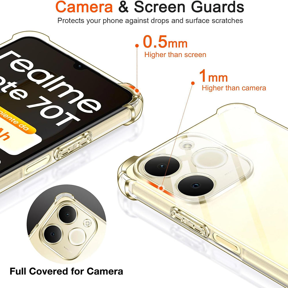 Puzdro pre Realme Note 70T, Techsuit, Shockproof Clear, Transparentné