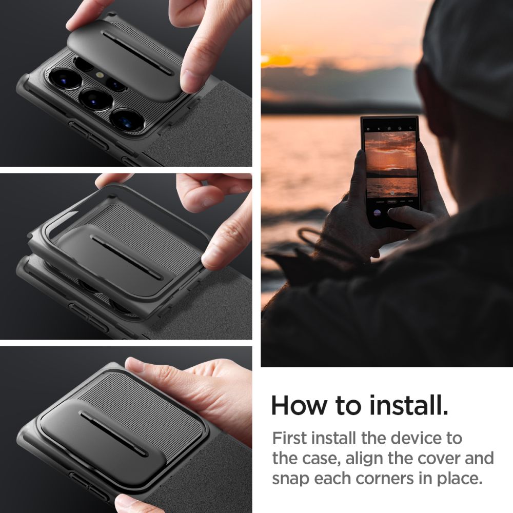 Puzdro pre Samsung Galaxy S24 Ultra S928, Spigen, OPTIK ARMOR, Čierne ACS07313