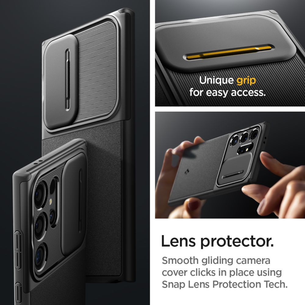 Puzdro pre Samsung Galaxy S24 Ultra S928, Spigen, OPTIK ARMOR, Čierne ACS07313