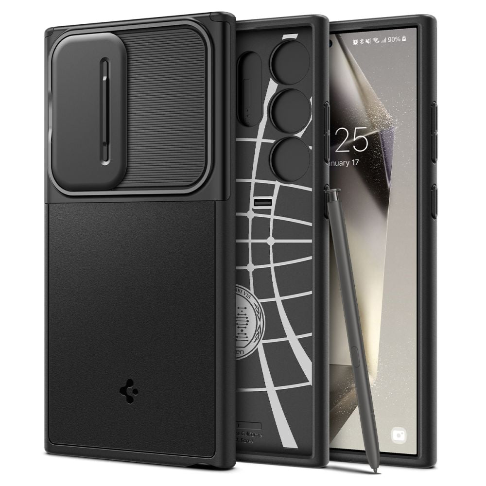 Puzdro pre Samsung Galaxy S24 Ultra S928, Spigen, OPTIK ARMOR, Čierne ACS07313