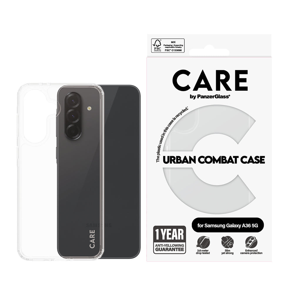 Puzdro pre Samsung Galaxy A36 A366, PanzerGlass, Care Urban Combat, Priehľadné