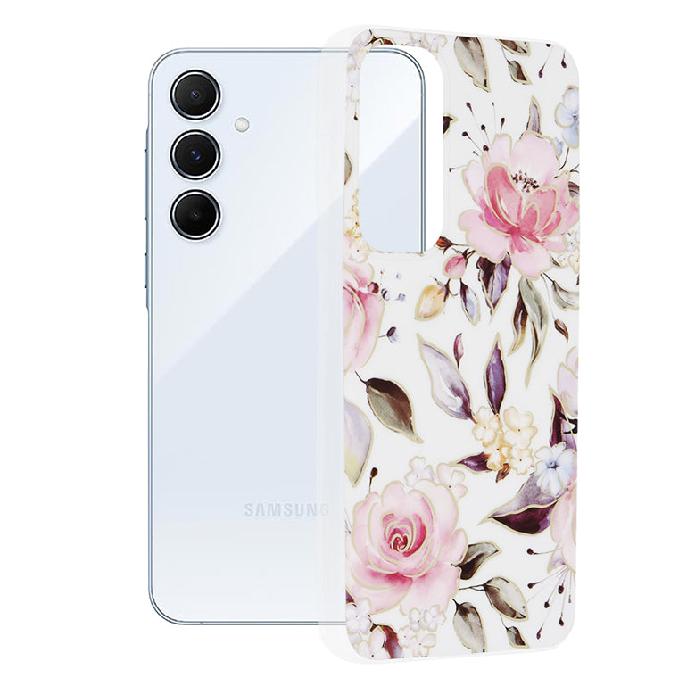 Puzdro pre Samsung Galaxy A55 5G A556, Techsuit, Marble, Biela