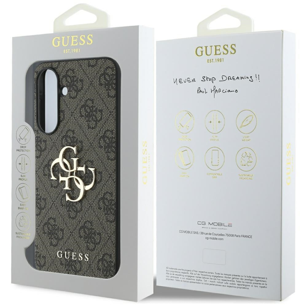 Puzdro pre Samsung Galaxy A56 A566, Guess, 4G Big Logo, Hnedé