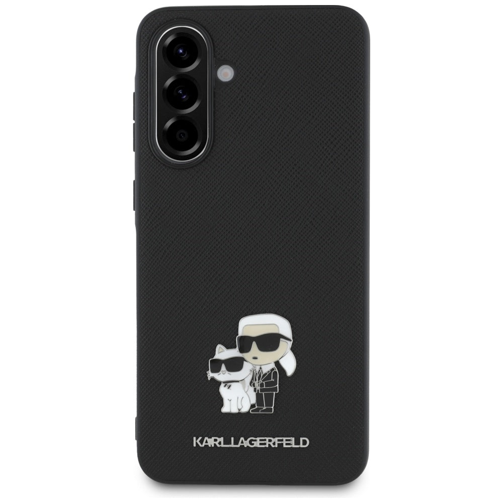 Puzdro pre Samsung Galaxy A56 A566, Karl Lagerfeld, Saffiano Karl & Choupette Metal, Čierne
