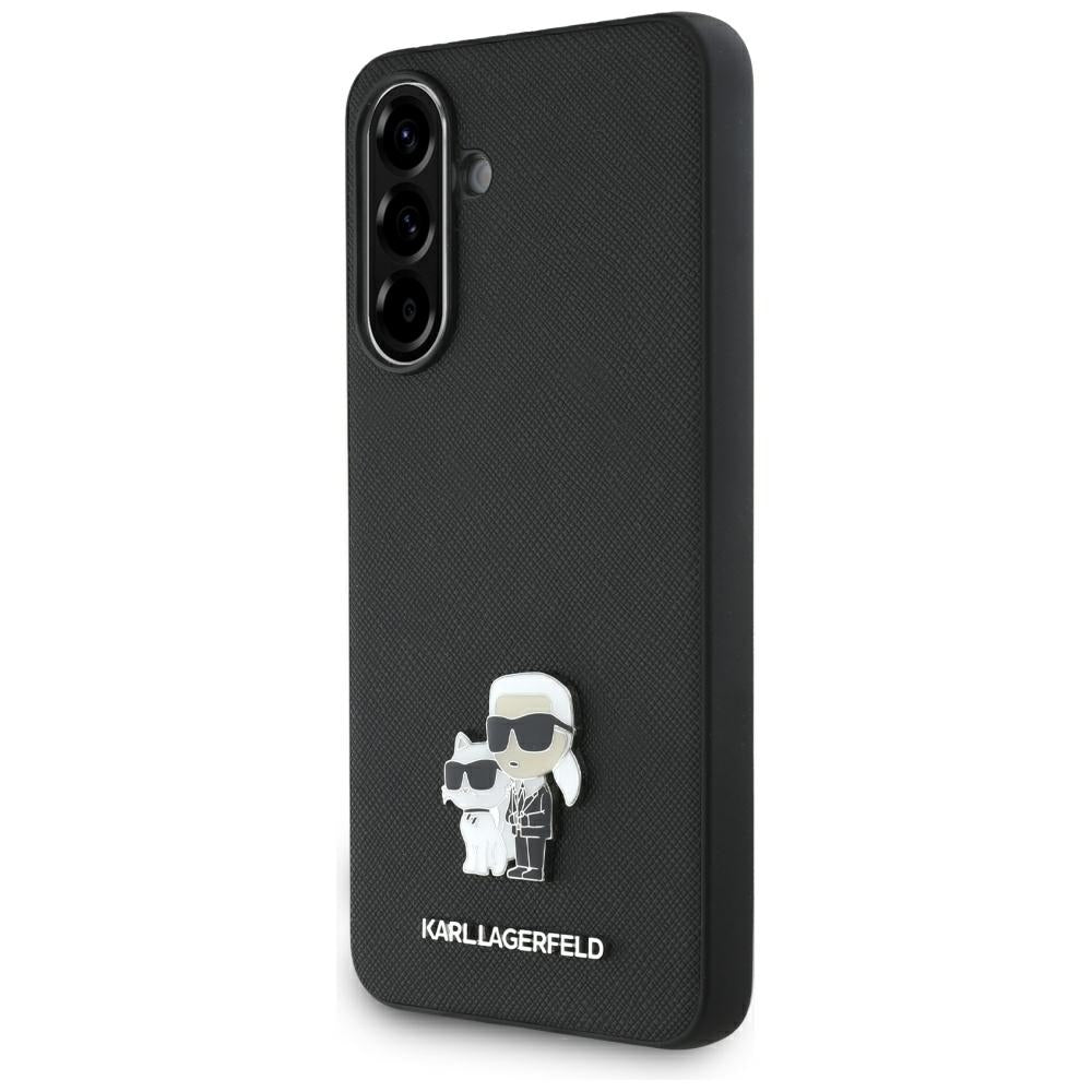Puzdro pre Samsung Galaxy A56 A566, Karl Lagerfeld, Saffiano Karl & Choupette Metal, Čierne