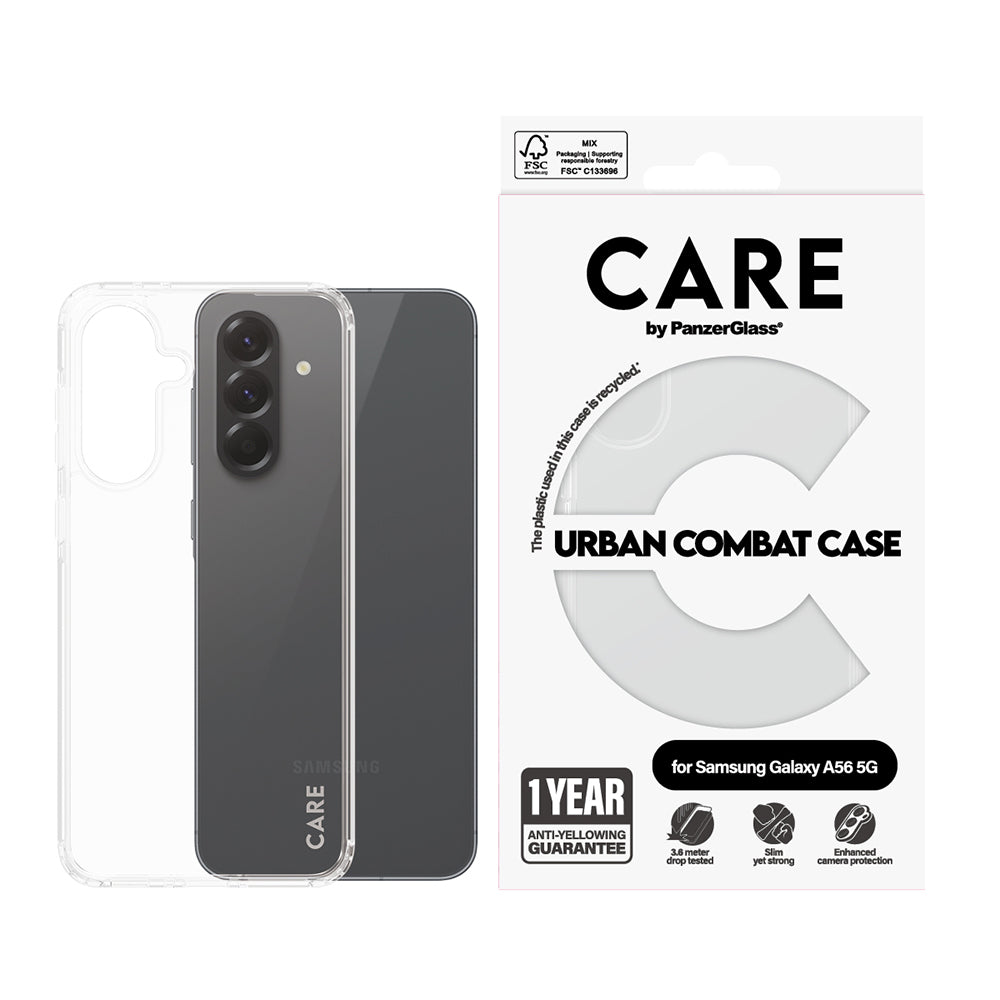 Puzdro pre Samsung Galaxy A56 A566, PanzerGlass, Care Urban Combat, Priehľadné