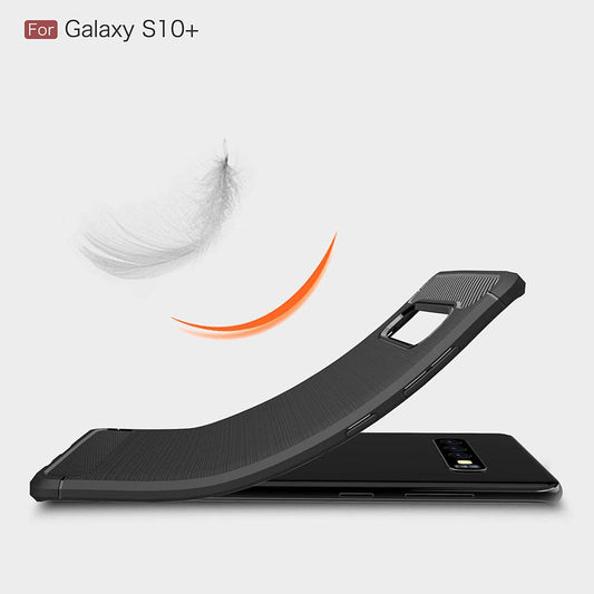 Puzdro pre Samsung Galaxy S10+ G975, Techsuit, Karbón, Čierne