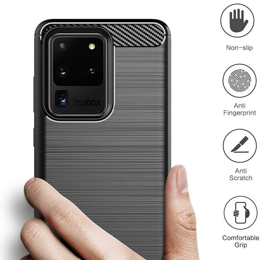 Puzdro pre Samsung Galaxy S20 Ultra 5G G988 / S20 Ultra G988, Techsuit, Karbón, Čierne