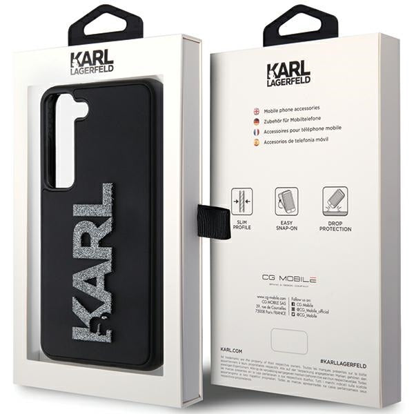 Case for Samsung Galaxy S23+ S916, Karl Lagerfeld, 3D Rubber Glitter Logo, Black