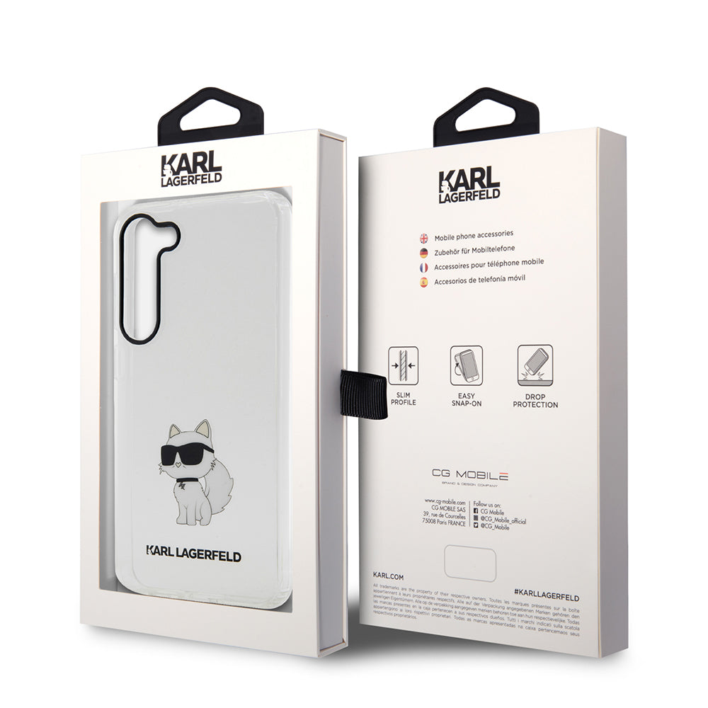 Puzdro pre Samsung Galaxy S23 S911, Karl Lagerfeld, Ikonik Choupette, Transparentné