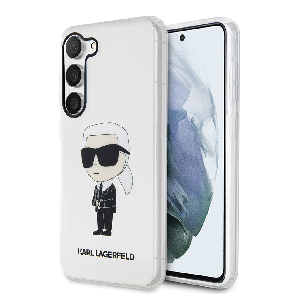 Puzdro pre Samsung Galaxy S23 S911, Karl Lagerfeld, Ikonik Karl, Transparentné