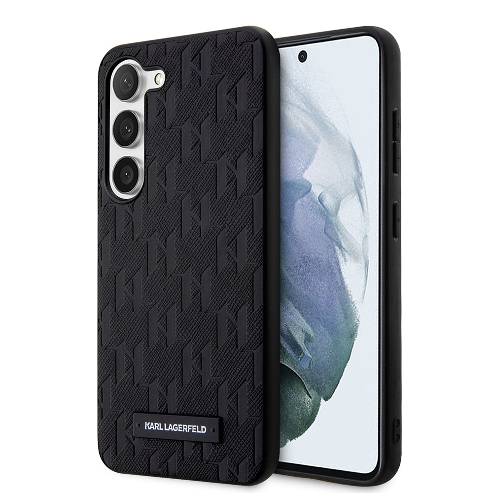 Puzdro pre Samsung Galaxy S23 S911, Karl Lagerfeld, Saffiano Monogram Metal Logo, Čierne