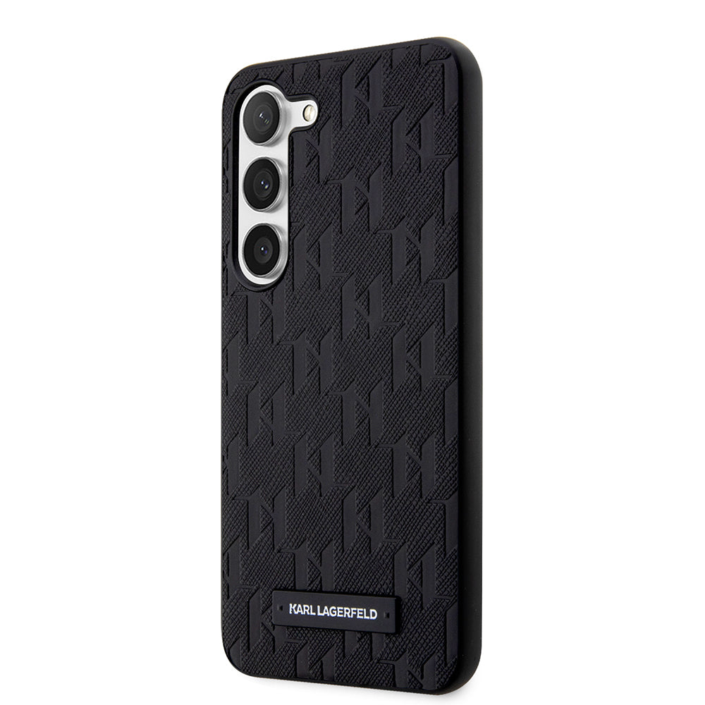 Puzdro pre Samsung Galaxy S23 S911, Karl Lagerfeld, Saffiano Monogram Metal Logo, Čierne