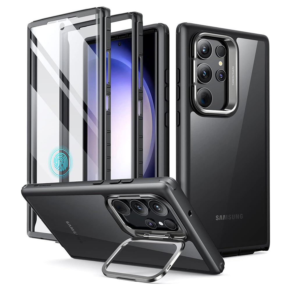 Puzdro pre Samsung Galaxy S23 Ultra S918, ESR, Shock Armor Kickstand, Čierne Transparentné