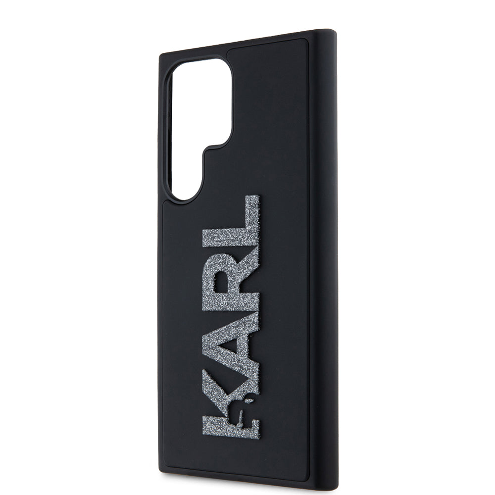 Puzdro pre Samsung Galaxy S23 Ultra S918, Karl Lagerfeld, 3D Rubber Glitter Logo, Čierne