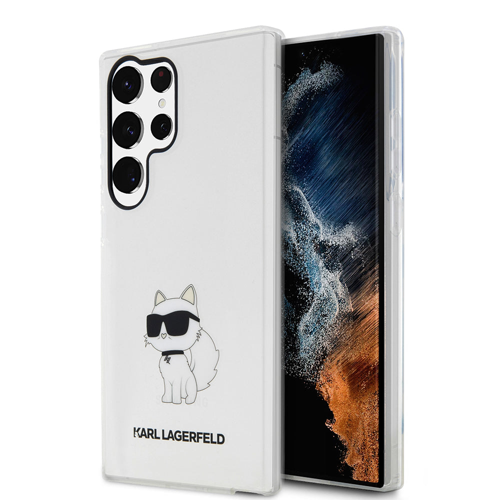 Puzdro pre Samsung Galaxy S23 Ultra S918, Karl Lagerfeld, Ikonik Choupette, Transparentné