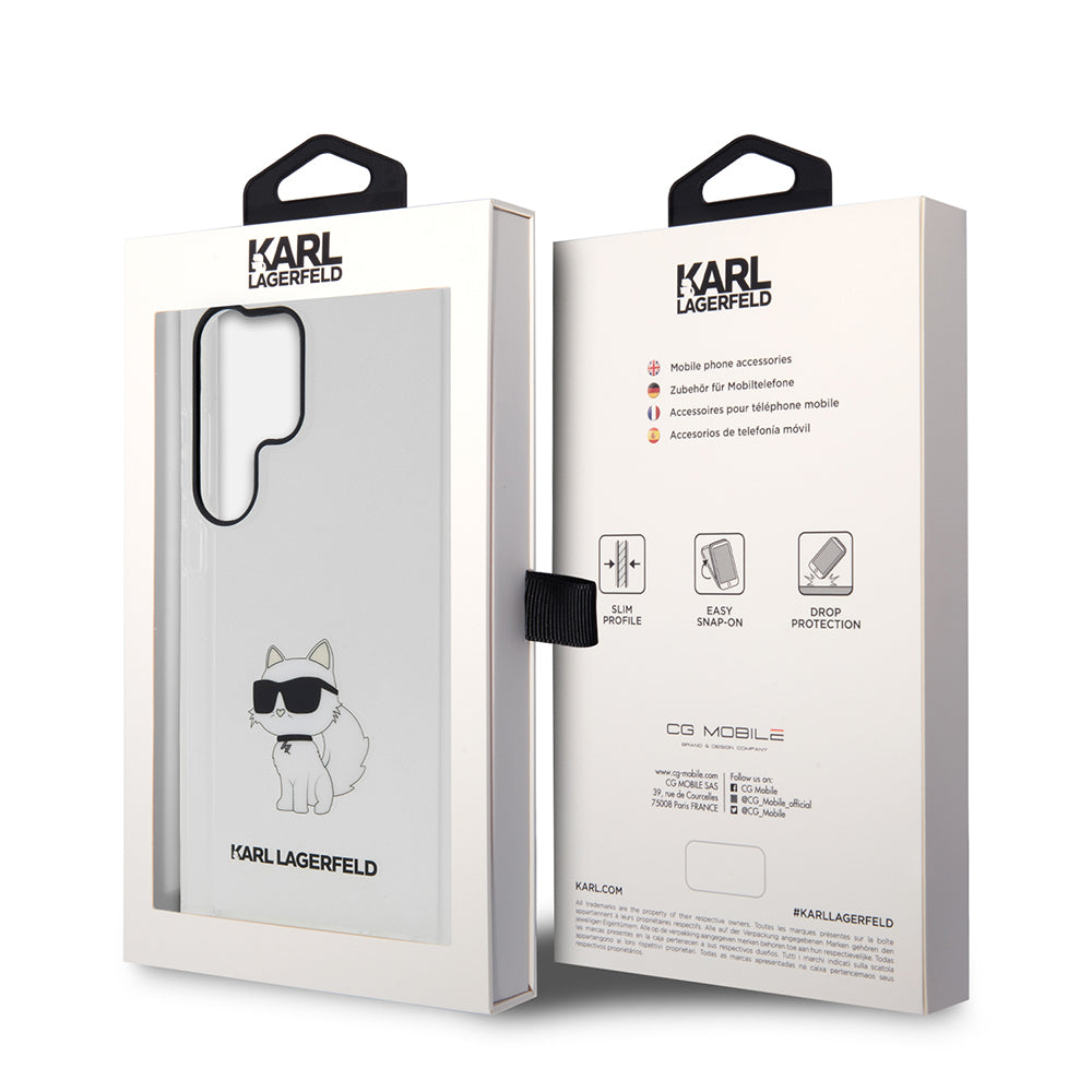 Puzdro pre Samsung Galaxy S23 Ultra S918, Karl Lagerfeld, Ikonik Choupette, Transparentné