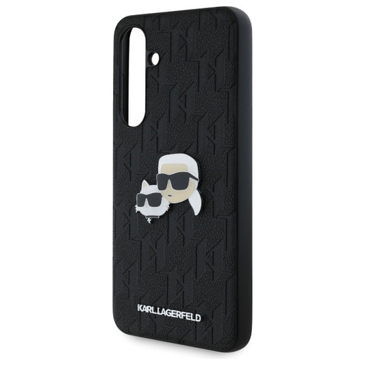Puzdro pre Samsung Galaxy S24 FE S721, Karl Lagerfeld, Monogram Karl & Choupette's Heads, Čierne