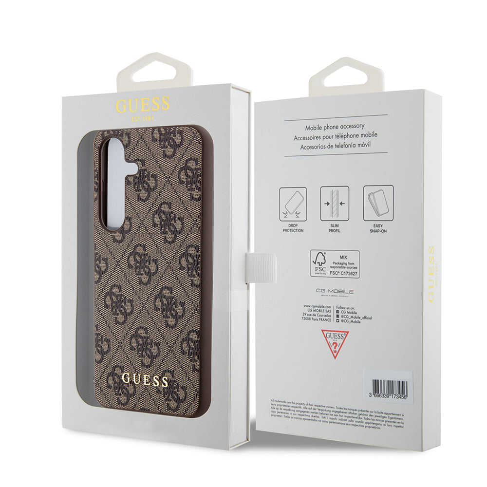 Puzdro pre Samsung Galaxy S24+ S926, Guess, 4G Metal Gold Logo, Hnedé