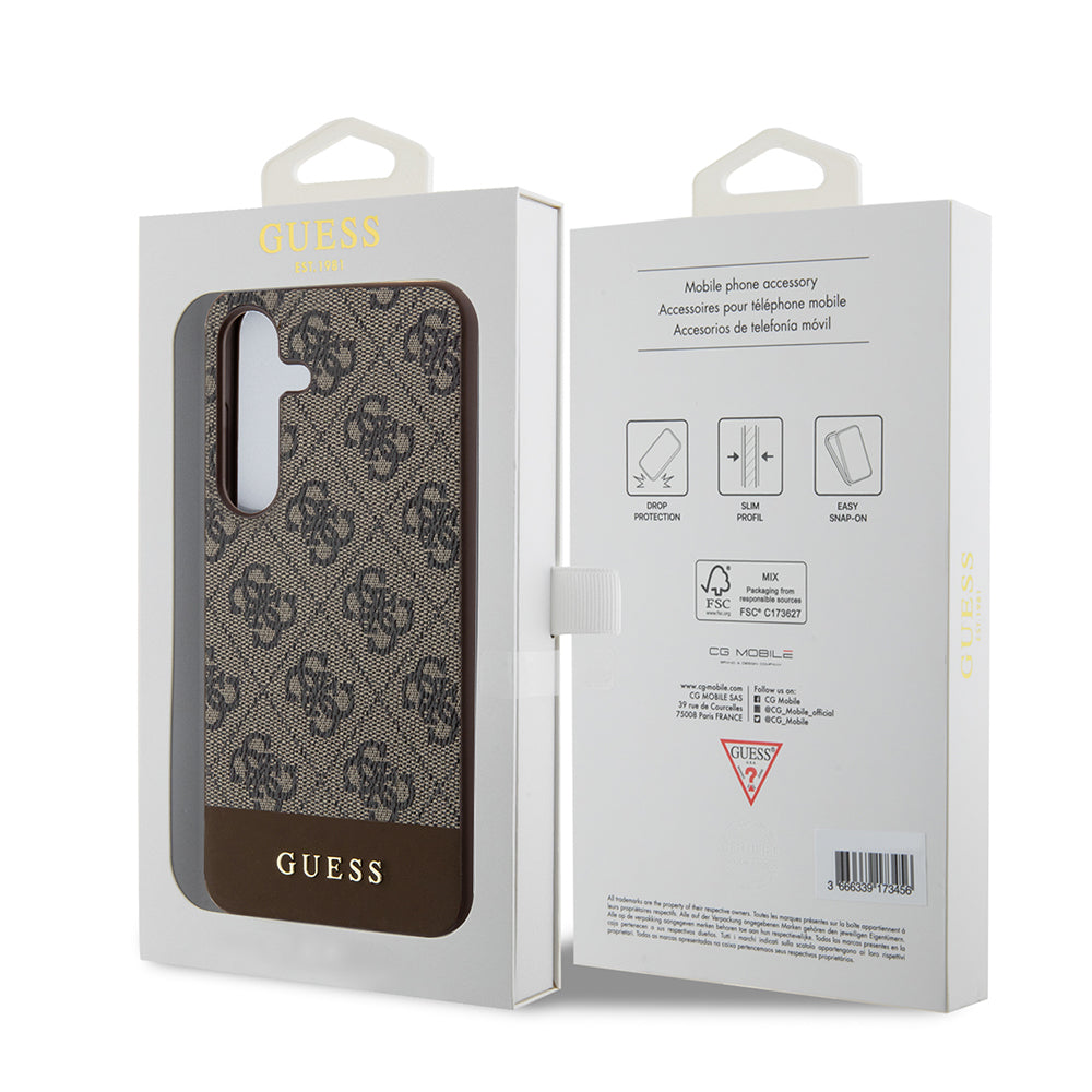 Puzdro pre Samsung Galaxy S24+ S926, Guess, 4G Stripe, Hnedé