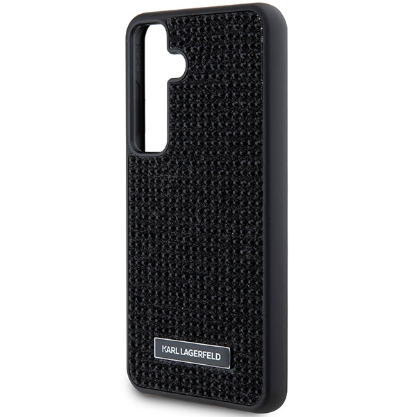 Puzdro pre Samsung Galaxy S24+ S926, Karl Lagerfeld, Rhinestone Metal Plate, Čierne