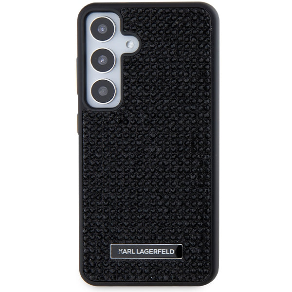 Puzdro pre Samsung Galaxy S24+ S926, Karl Lagerfeld, Rhinestone Metal Plate, Čierne