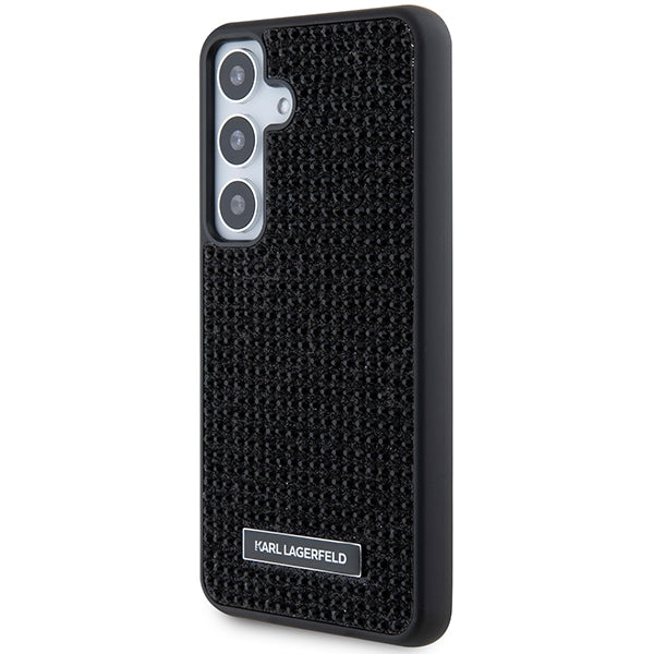 Puzdro pre Samsung Galaxy S24+ S926, Karl Lagerfeld, Rhinestone Metal Plate, Čierne