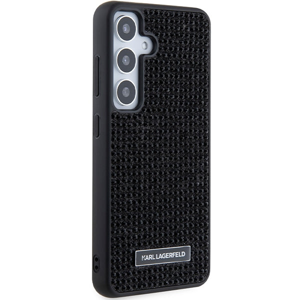Puzdro pre Samsung Galaxy S24+ S926, Karl Lagerfeld, Rhinestone Metal Plate, Čierne