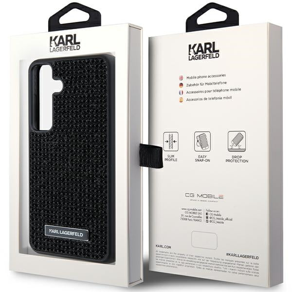 Puzdro pre Samsung Galaxy S24+ S926, Karl Lagerfeld, Rhinestone Metal Plate, Čierne