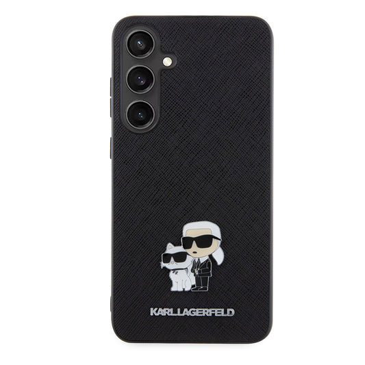 Puzdro pre Samsung Galaxy S24+ S926, Karl Lagerfeld, Saffiano Karl & Choupette Metal, Čierne